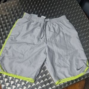 Nike Gray Shorts with Neon Yellow Trim